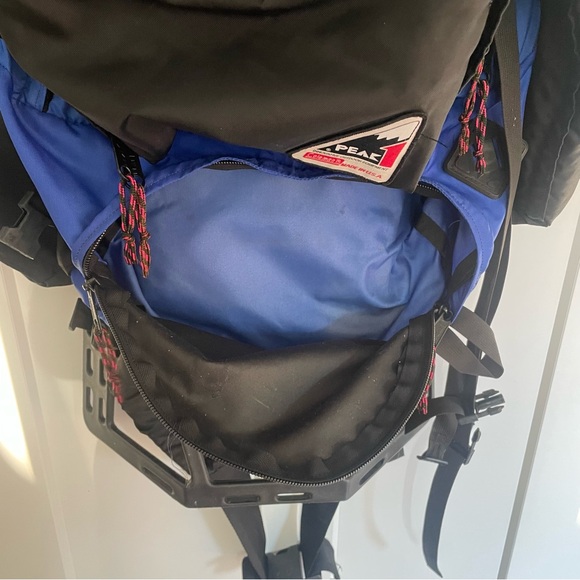 Coleman Peak 1 External Frame hip belt Backpack Blue Zip Pockets Nylon-USA Made - Picture 11 of 11
